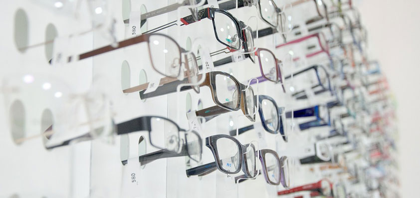 glasses on display
