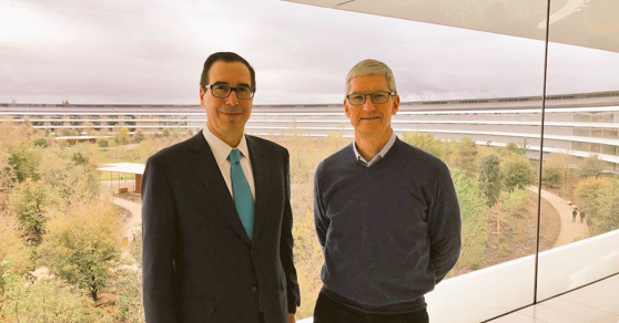 Steve Mnuchin and Tim Cook