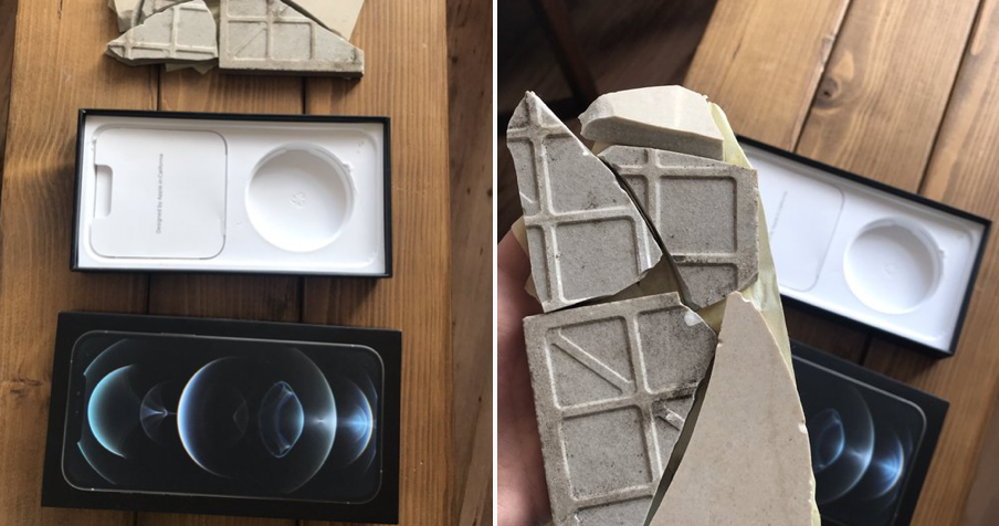 apple unboxing broken tile