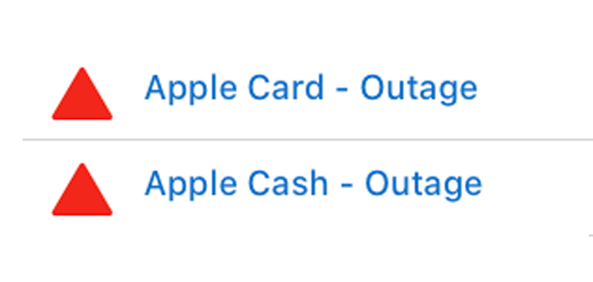 apple financial services outage